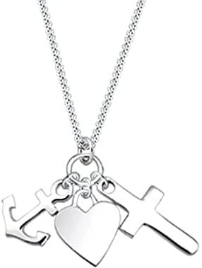 Elli Halskette Damen Kreuz Herz Anker Anhänger Modern in 925 Sterling Silber