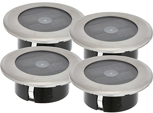 Konstsmide 4er-Set Solar LED-Bodenspot, Edelstahl, Ø 11cm, je Spot bis 100kg belastbar; 7626-000