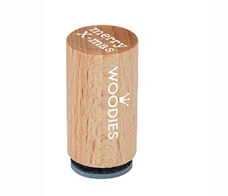 Woodies WM0703 Mini-Stempel Merry x-Mas, Holz, 1,5 x 1,5 x 3 cm