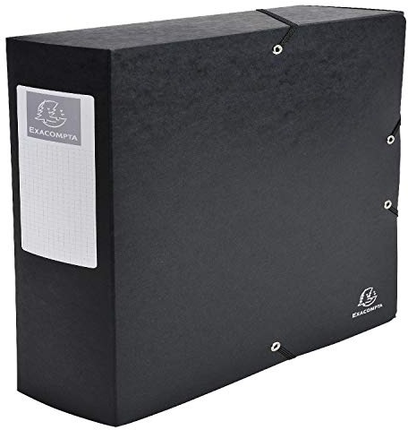 Exacompta - Ref. 50831E - 1 boite de classement avec élastiques Exabox - en carte lustrée 600g/m2 - Dos 8 cm - dimensions 25 x 33 cm - pour documents A4 - couleur noir - livrée montée