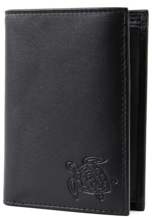 Oxmox Geldbörse Leder Leather Kombibörse Turtle Embossed Black