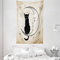 ABAKUHAUS Mond Wandteppich und Tagesdecke, Black Cat Siting auf Mond aus Weiches Mikrofaser Stoff Waschbar ohne Verblassen Digitaldruck, 140 x 230 cm, Sandbraun Schwarz