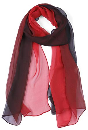 sourcing map Lang Chiffon Leicht Gradient Farbe Schal Frühling Sommer Weich für Frauen Rot/Schwarz 63x19.6