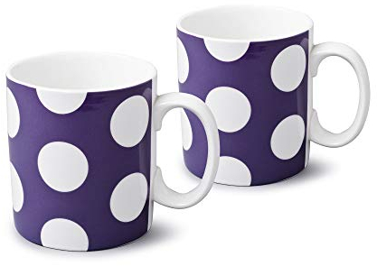 WM Bartleet & Sons 1750 TSET72 Traditional Set of 2 One Pint Porcelain Mug/Cup, 1pt/568ml – Purple Dotty