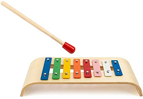 small foot 11480 Xylophon Curved aus Holz, 8 Bunte Klangplättchen im Rahmen aus aufwendig gebogenem Holz