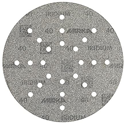 Mirka Iridium Schleifpapier Ø 225mm Klett Korn 40/25 Scheiben/Für Trockenbauschleifer Wand- und Deckenschleifer/Schleifen von Lack, Spachtel, Grundierung, Holz, Stahl, Mineralwerkstoffe