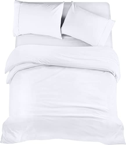 Utopia Bedding - Funda nordica Cama 135, Sabana Bajera 135x190 y Fundas Almohada (50x75cm) - Funda nordica 200x200 - Juego de Cama de Microfibra cepillada Suave (Blanc)