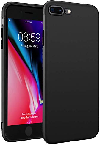 Verco Kompatibel mit iPhone 7 Plus und iPhone 8 Plus Hülle, Matte Rückschale Schutzhülle für iPhone 7 Plus/8 Plus Case Silikon Handyhülle - Schwarz