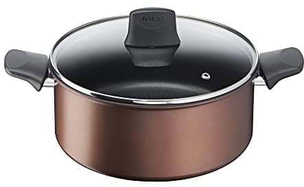 Tefal G2534632 Resource Stewpot 24 CM, Titanium Pro Non-Stick Coating, Thermal Signal, Durable, Suitable for All Hobs, Easy Clean, Brown