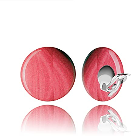 Retro Groß Runde Clip Ohrringe - Ohrclips Ohne Ohrlöcher für Damen (Stil 19 - Rote Koralle)