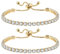 JewelryWe 2 Stück Armband Damen mit Zirkonia Steinchen, Tennisarmband Armkette Armreif Armschmuck Geschenk für Mutter, Freundin Verstellbar Gold