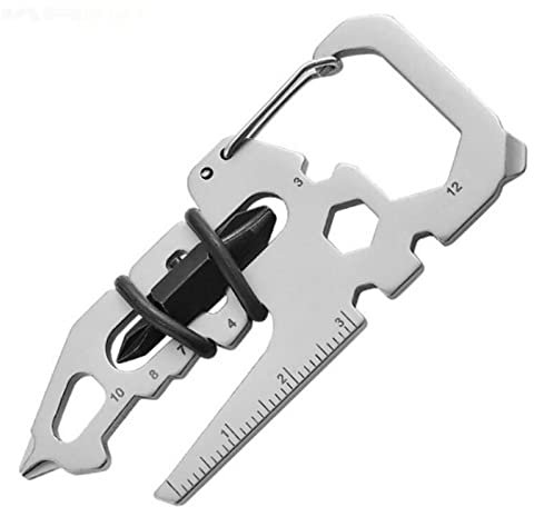 Froiny 1 Pc Outdoor Multifunction Stainless Steel Carabiner Clip Bottle Opener Keychain Ring Climbing Card Tools Utensil