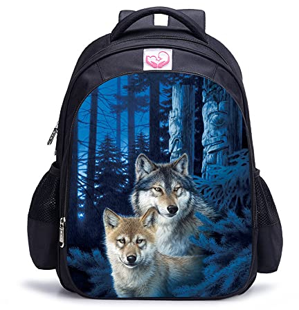TXZSTGB Erwachsene Kinderrucksack Wolf Classic Rucksack Student Kinder Erwachsene Freizeitrucksack (41x28x12 cm/16 Zoll) 3D gedruckter Rucksack