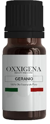 Oxxigena - Huile Essentielle de Géranium - 30 ml - Made in Italy - Pur à 100%, Naturel, Végétalien, sans OGM - Idéal pour Aromathérapie, Mélanges de Massage