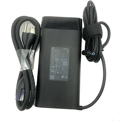 200W 10.3A Genuine Charger for HP Omen Pavilion 15 16 17 Gaming Laptop, ZBook Fury Create Studio Power 15 17 G3 G4 G5 G6 G7 G8 19.5V ADP-200HBB TPN-DA10 L00818-850 L00895-003 Power Supply Adapter Cord