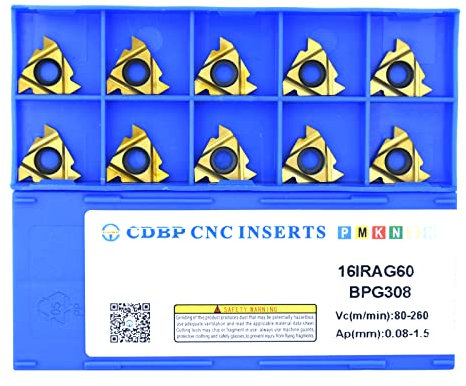 CDBP 16IR AG60 Inserti Filettatura Interna, precisione professionale per Filettatura su Acciaio, Inox e Metalli, 10pezzi