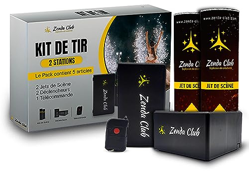 Spark Pro 2 Déclencheurs et 2 Jets de Scène Argenté (3 mètres, 60 secondes) avec Télécommande pour Machine d’Allumage de Jets d’Étincelles Lumineuses - Parfait pour un Usage Intérieur-Zenda Club®