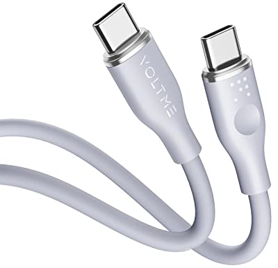 VOLTME USB C auf USB C Kabel 1,0m Grau 3A/60W PD, Ladekabel USB C Schnellladekabel USB Typ C 2.0 480 Mbps, Datenkabel USB C Kompatibel mit MacBook Pro/Air, iPad Air 5 Galaxy S22/S21 Pixel 7 Redmi