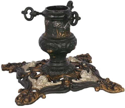 Casa Padrino Jugendstil Weihnachtsbaum Ständer Antik Schwarz/Bronze/Weiß 30 x 30 x H. 21,4 cm - Massiver Christbaum Ständer - Gusseisen Tannenbaum Ständer - Weihnachts Deko Accessoires