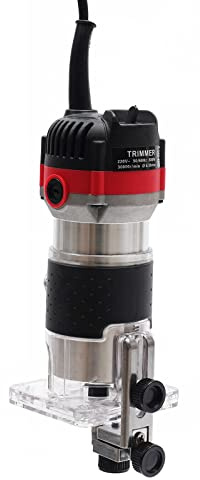 Fresadora de madera, 800 W, diámetro de 6,35 mm, incluye recortadora eléctrica de madera, 2 llaves, guía de recortadora+ejecución recta