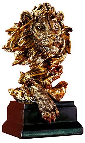 Lin's Wood Löwenkopf-Figur,Harz-Löwen-Statue,Tierkopf-Statue,Schreibtischschrank,Figur,Kunsthandwerk,Ornamente für Zuhause,Büro,Dekoration,Geschenk.