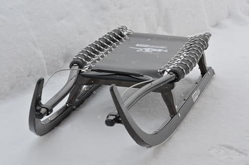 German Luge GL Rodel 128 cm Doppel Farbe anthrazit Laufschiene Edelstahl,Gurtband,Sitz schwarz