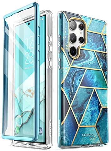 i-Blason Glitzer Hülle für Samsung Galaxy S23 Ultra 5G Handyhülle Bumper Case 360 Grad Schutzhülle Glänzend Cover [Cosmo] mit Integriertem Displayschutz 2023 Ausgabe (Ocean)