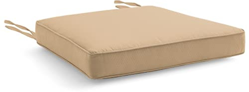 Water Resistant Chair Cushions with Ties for Indoor and Outdoor Use - Patio Furniture Seat Pads with Durable Polyester Fabric - Ideal for Dining, Lawn, Garden, Coffee Shop (44 x 50 x 5cm, Mink)