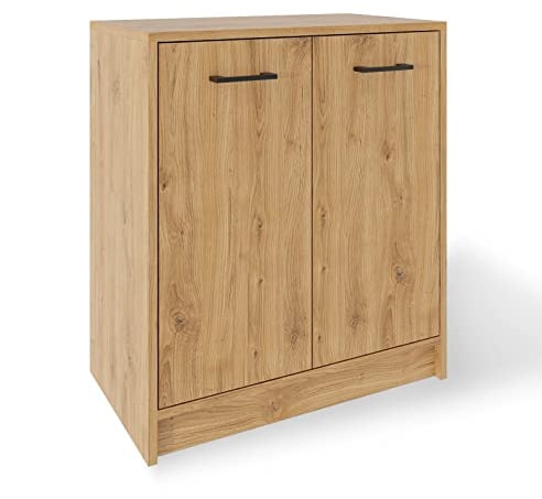 Meble Pitus Kommode Mit Türen - Sideboard Eiche Ohne Schubladen - Sideboard Büro 80x70x40 - Standschrank - Mehrzweckschrank Beistellschrank