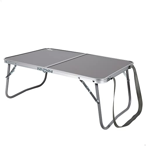 AKTIVE Klappbarer niedriger Tisch, 60x40x25 cm, Anthrazit, Mit Sicherheitsschloss, Aluminiumstruktur, Tischplatte aus MDF-Holz, Tragkraft 20 kg, Griff und Tragegurt, Camping- und Strandzubehör (63015)