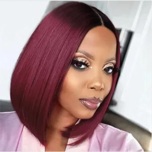FASHION IDOL Bob Lace Front Perücke Echthaar Vorgezupft 20CM Kurze Bob Perücke für Frauen Klebefrei T Teil HD Spitze Brasilianisches Jungfernhirn