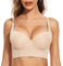 FallSweet Push Up BHS für Frauen Lace Plus Size Wide Back Underwear Longline Korsett BH (Beige-Glatt, 85C)