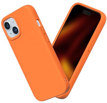 RhinoShield Case kompatibel mit [iPhone 15] | SolidSuit - Stoßdämpfende & schlanke Schutzhülle mit Premium Finish - 3.5 Meter Fallschutz - Orange