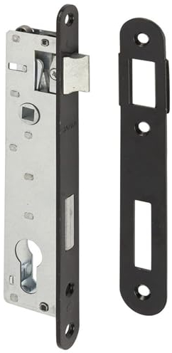 Gedotec Rohrrahmen-Schloss aus Stahl | 1 Stück Sperrklinkenschloss mit schwarzer Beschichtung | WHU | Einsteckschloss Ö-Norm | Schloss für Rohrrahmentür | Dornmaß: 22 mm | Türschloss - Riegelschloss