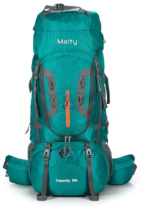 Maity 80L Wanderrucksack Unisex Großer wasserdichter Sportrucksack Leichter großer Reiserucksack Faltbar Geeignet für Camping, Wandern, Radfahren, Klettern, Bergsteigen Rucksack (M228E02-Grün)