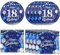 KHAIVI 40PCS Happy 18th Birthday Decrations for Men Women Blue and Silver Themed Disposable Party Favors Includeing Plates and Napkins for Eighteen Year Old Party Decorations