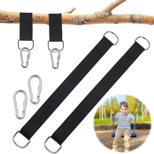 Vozitug Sangle Hamac 30CM, 1 Paire Sangle Balancoire Suspendu Max 400kg avec 2 Mousquetons à Crochet en D, Fixation pour Balançoire pour Balancoire Jardin Hamac ou Siège Suspendu