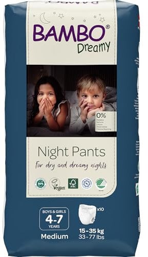 Bambo Dreamy Night Pants Windeln, Klimmzughose, umweltfreundliche Nachtwindeln halten Betten die ganze Nacht trocken, Klimmzug-Trainings-Windeln, sicher, bequem, Töpfchentrainingshose, Kinder im Alter