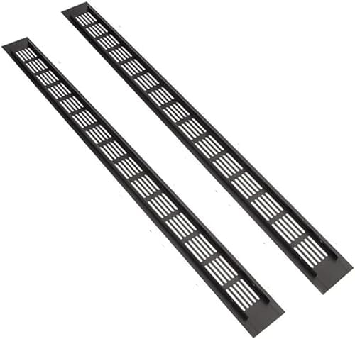 2 Cubiertas Negras de Rejilla de Ventilación de 600mmx80mm, Aleación de Aluminio, Cubierta de Ventilación de Cocina, Rejillas de Ventilación de Armario, Rejilla de Ventilación de Pared