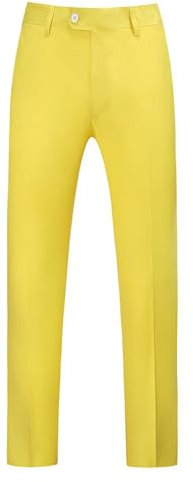 Lightning Deals of Today Prime Clearance Denim Herren Slim Fit Chino Hose mit Gürtel Business Casual Reißverschlusstaschen Leichte, dünne, große Hundert einfarbige Herrenanzughosen (Yellow, XXXL)