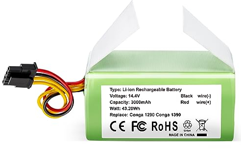 Batería de Reemplazo 3000mAh 14,4V para Cecotec Conga Series, Compatible con Conga 1290 Conga 1390 Conga 1490 Conga 1590 Aspiradora, no Compatible Conga 990 1090 3090 4090