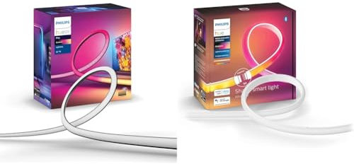 Philips Hue Gradient Lightstrip for 55 Inch TVs, Sync with Media and Gaming Smart Entertainment LED & New Gradient Light Strip 1m Extension. for Syncing with Entertainment, Media and Music