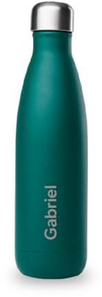 Qwetch - Bouteille Personnalisée Isotherme 500ml Matt - Gourde Nomade Inox Recyclé - 24h Froid et 12h Chaud - Etanche, Sans BPA & Réutilisable (Vert émeraude)