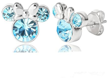 Kaguyo Minnie Mouse Ohrringe, 925 Sterling Silber Amethyst weiß Blau rosa Kristall Mickey Mouse Ohrstecker für Frauen Mädchen, Geburtstagsgeschenk (blau)