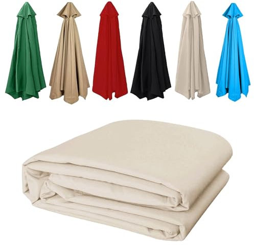 Toile de Rechange pour Parasol 2.7m/3.0m, Toile de Parasol deporté 6 Baleines/8 Baleines, Housse De Rechange pour Parasol D'extérieur, Tissu De Rechange pour Parasol De Jardin, Terrasse, Plage