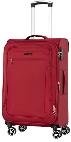 Cocoono Monterrey 360° Drehbarer Koffer - TSA-Zahlenschloss, Teleskopgestänge, RV-Dehnfalte, 8 Rollen, Adressfeld (rot, L)