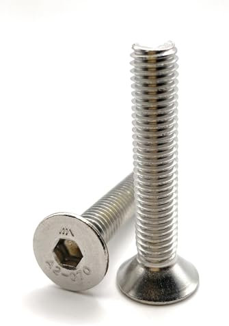 Schrauben M8 x 45 mm, Senkkopf BTR aus Edelstahl A2 | Ø 8 x 45 mm – M8 x 45 mm | FHC Innensechskant (Inbusschlüssel) ISO 10642 / DIN 7991 | Schrauben Edelstahl A2 (V2A/304): 10 Stück Premium Fixation