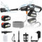 Pulitore ad alta pressione, 200 bar, pulitore ad alta pressione senza fili, portatile, ugello 6 in 1, con 2 batterie, 5 m tubi e accessori, ideale per auto casa giardino