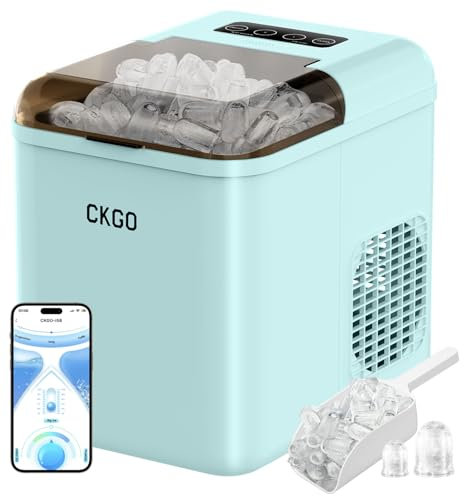 ZZLLKQ Machine à Glaçons Intelligente, 2 Tailles de Glace Machine Wi-Fi Contrôle par APP, Autonettoyant Machine a Glacons, 15kg en 24h, 9 Glaçons en 6-10 Minutes Comptoir pour Maison Camping Fête