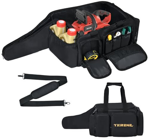 YXIRENE Chainsaw Carrying Case,Waterproof Chainsaw Storage Bag Compatible with DEWALT & Greenworks& Ego&SunJoe. 10Inch & 12Inch Cordless Power Chainsaw & Accessories,Chainsaw Case,Bag Only